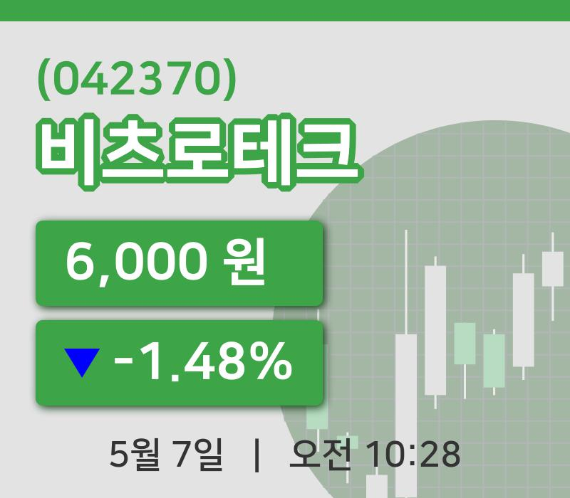 [비츠로테크주가] 10시 28분 현재 6,000원