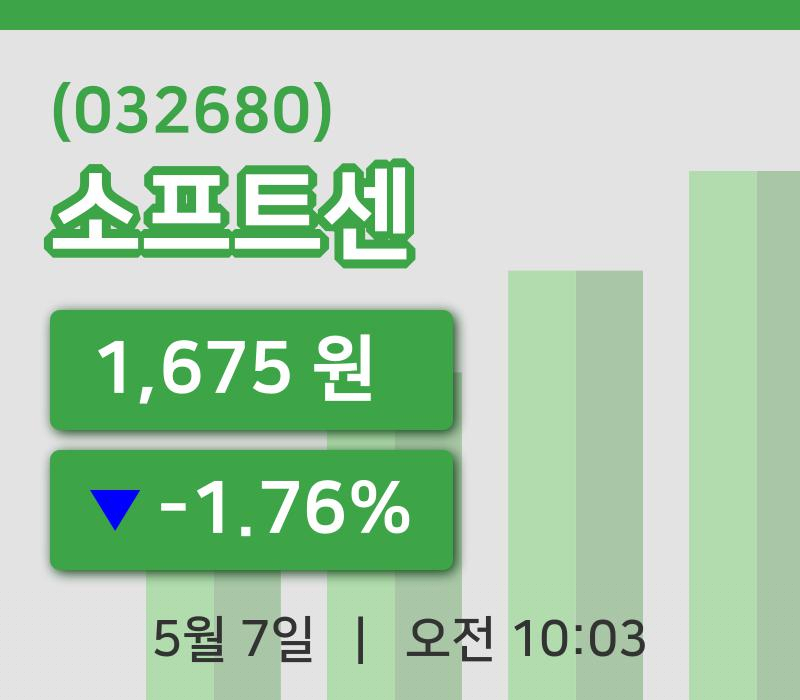 [소프트센주가] 7일 이시각 현재  1,675원
