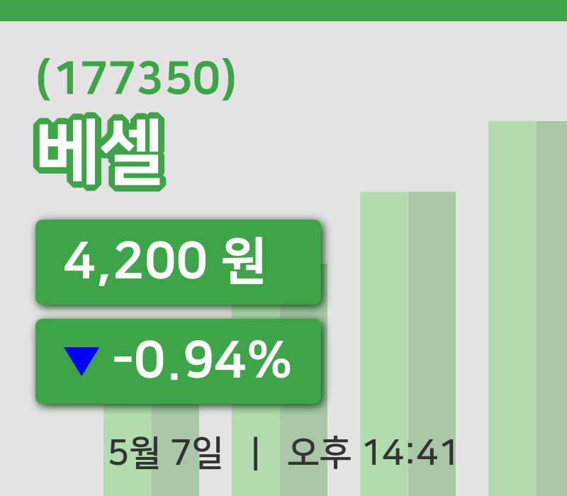 [베셀주가] 7일 이시각 현재  4,200원