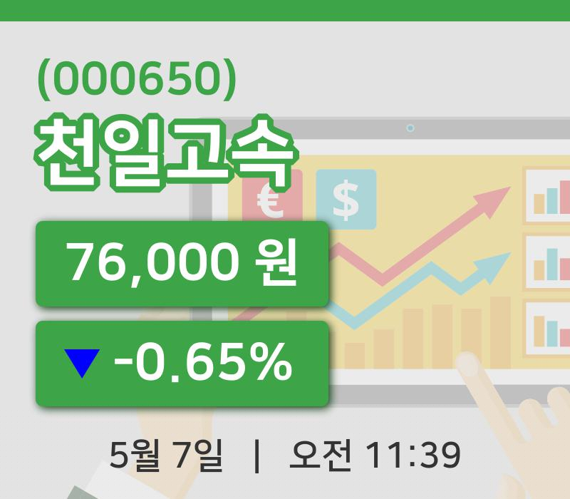 [천일고속주가] 11시 39분 현재 76,000원