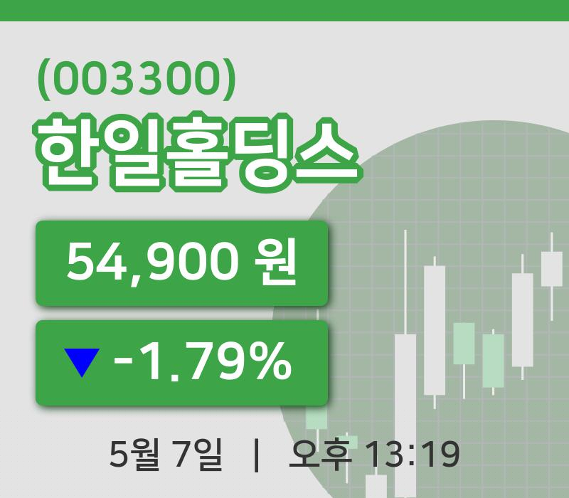 [한일홀딩스주가] 7일 이시각 현재  54,900원