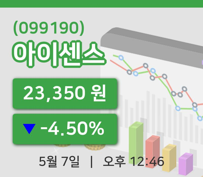 [아이센스주가] 7일 이시각 현재  23,350원