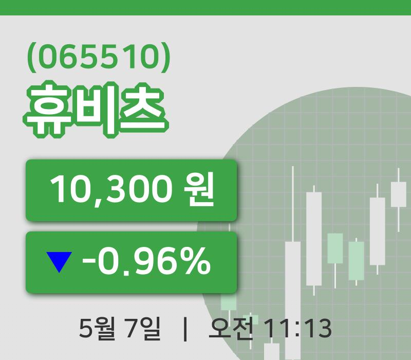 [휴비츠주가] 7일 이시각 현재  10,300원
