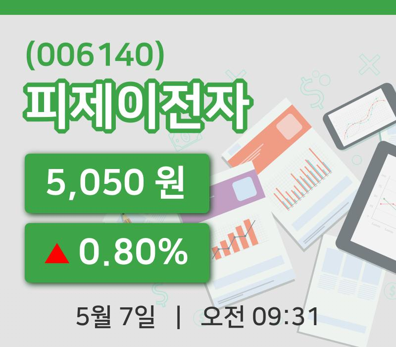 [피제이전자주가] 7일 이시각 현재  5,050원