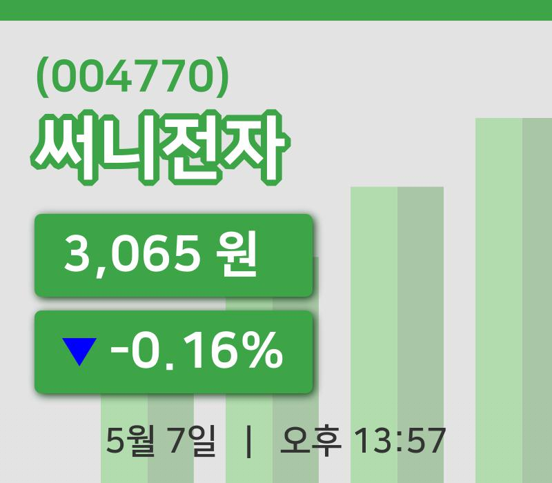 [써니전자주가] 13시 57분 현재 3,065원