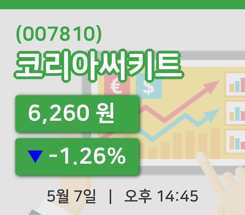 [코리아써키트주가] 7일 14시 45분 현재 6,260원