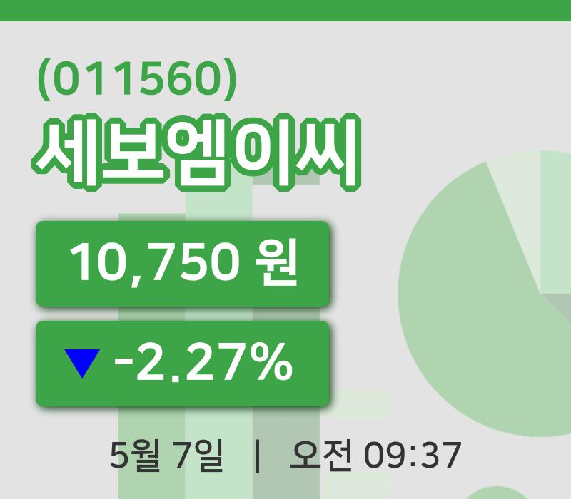[세보엠이씨주가] 9시 37분 현재 10,750원