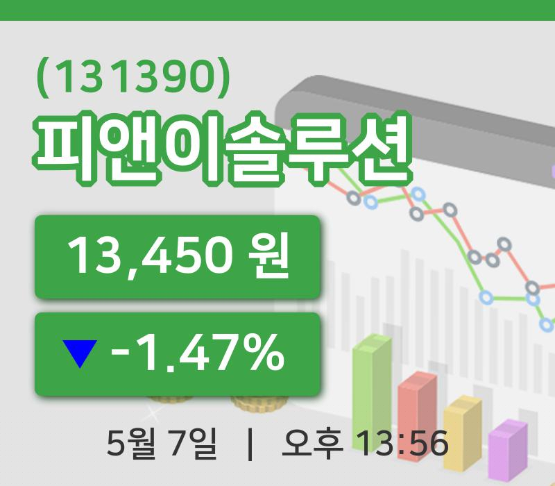 [피앤이솔루션주가] 7일 이시각 현재  13,450원