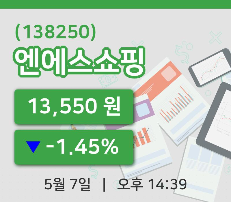 [엔에스쇼핑주가] 7일 14시 39분 현재 13,550원