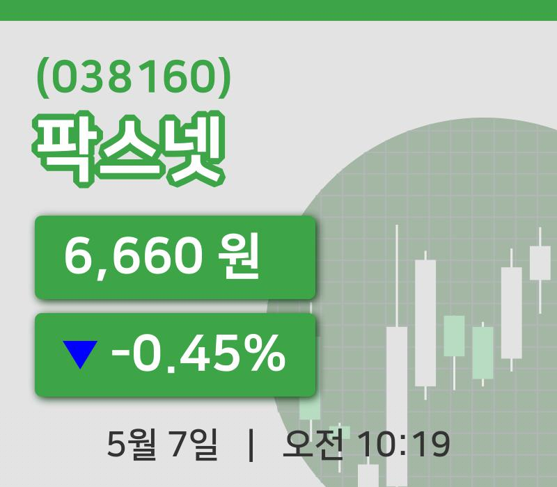 [팍스넷주가] 7일 10시 19분 현재 6,660원