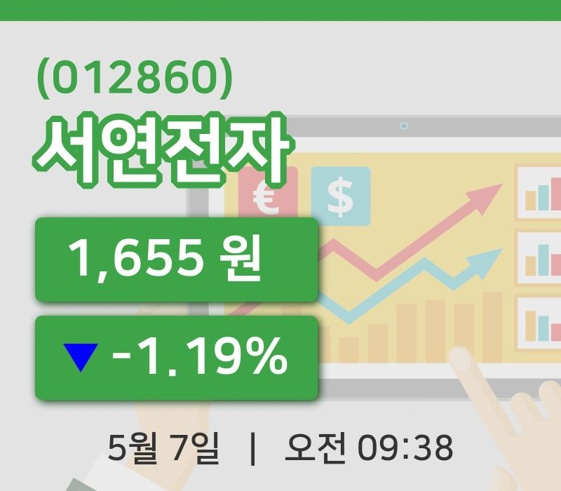 [서연전자주가] 9시 38분 현재 1,655원