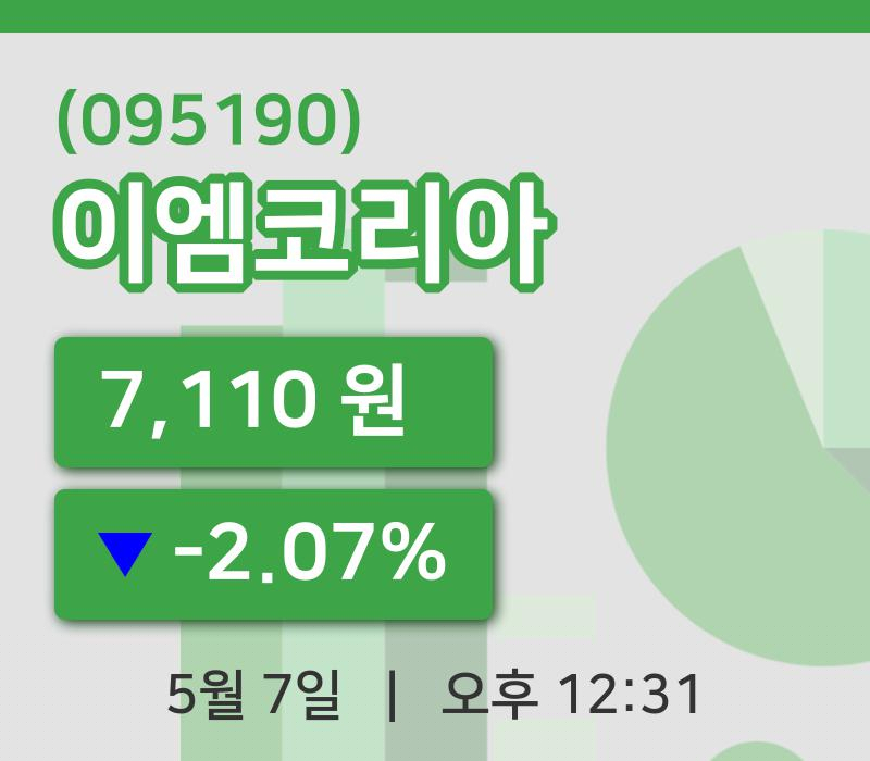 [이엠코리아주가] 12시 31분 현재 7,110원