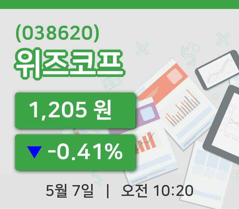 [위즈코프주가] 7일 10시 20분 현재 1,205원