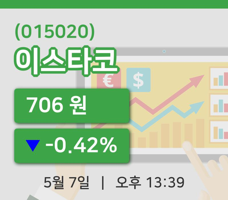 [이스타코주가] 13시 39분 현재 706원