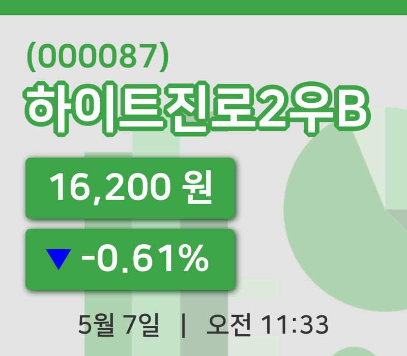 [하이트진로2우B주가] 7일 11시 33분 현재 16,200원