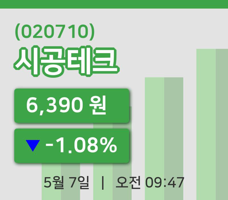 [시공테크주가] 9시 47분 현재 6,390원