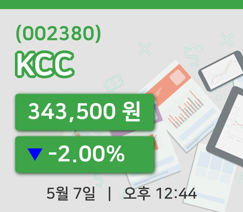 [KCC주가] 7일 이시각 현재  343,500원