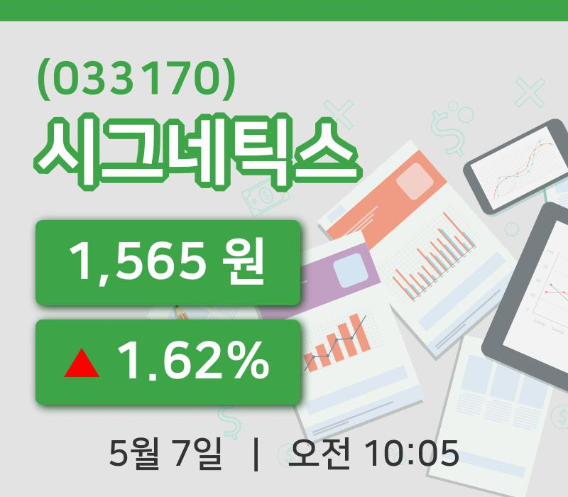 [시그네틱스주가] 7일 10시 05분 현재 1,565원