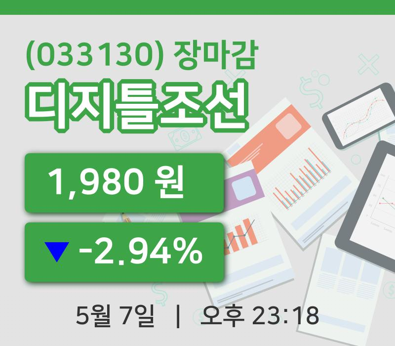 국내증시마감디지틀조선 7일 1,980원 장 마쳐...