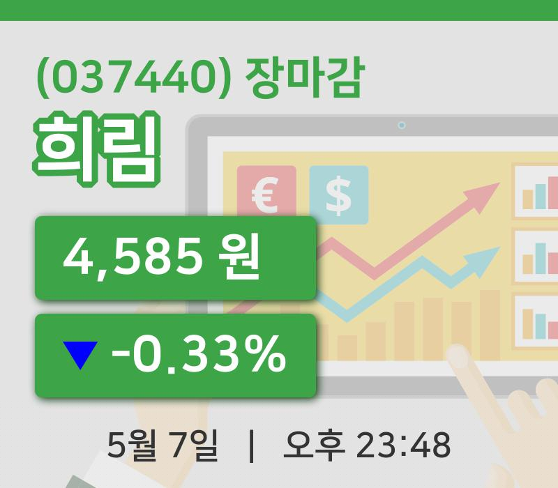 국내주식마감희림 7일 4,585원 장마감