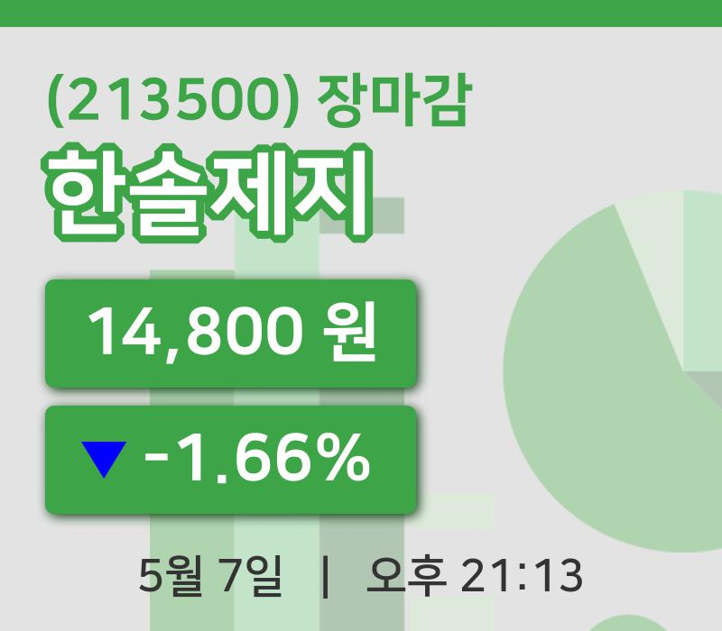 마감증시보고한솔제지 7일 14,800원 마감...