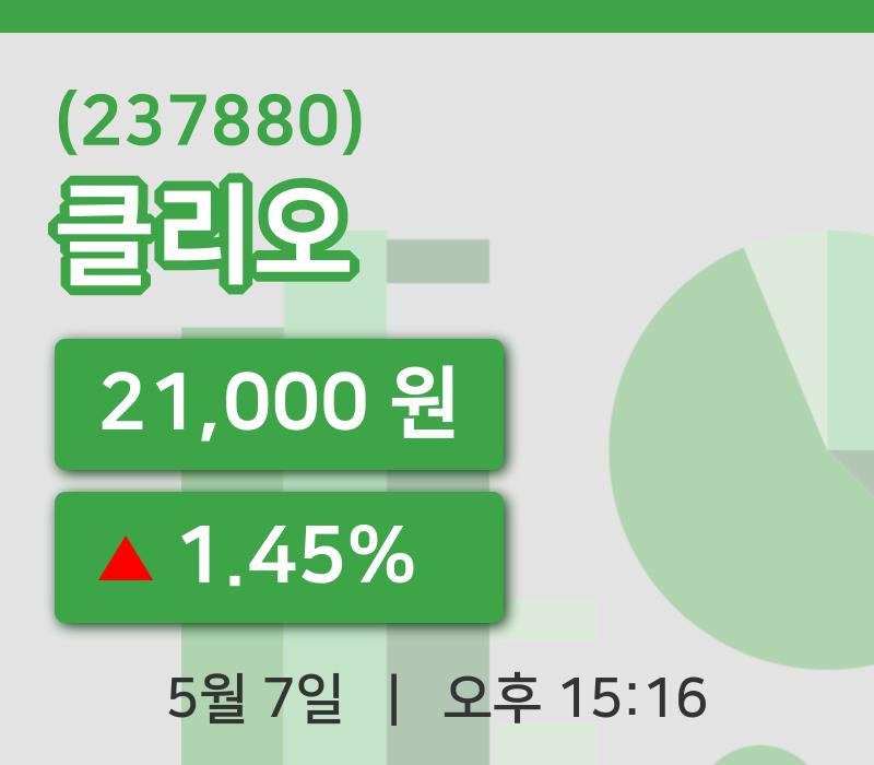 [클리오주가] 7일 이시각 현재  21,000원