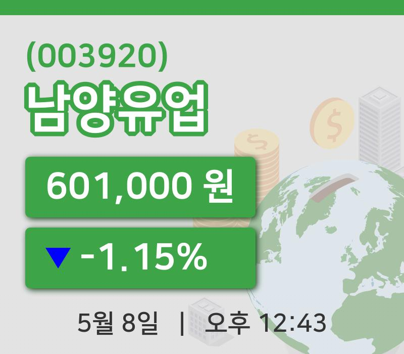 [남양유업주가] 8일 이시각 현재  601,000원