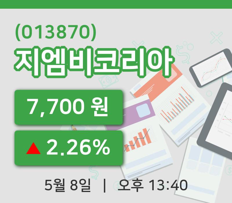 [지엠비코리아주가] 8일 13시 40분 현재 7,700원