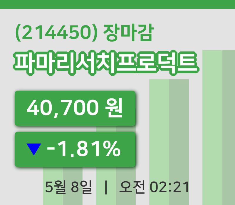 마감증시보고파마리서치프로덕트 8일 40,700원 장 마쳐