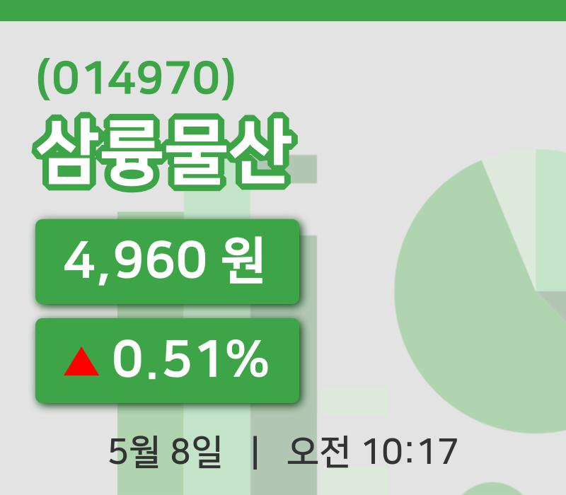[삼륭물산주가] 10시 17분 현재 4,960원