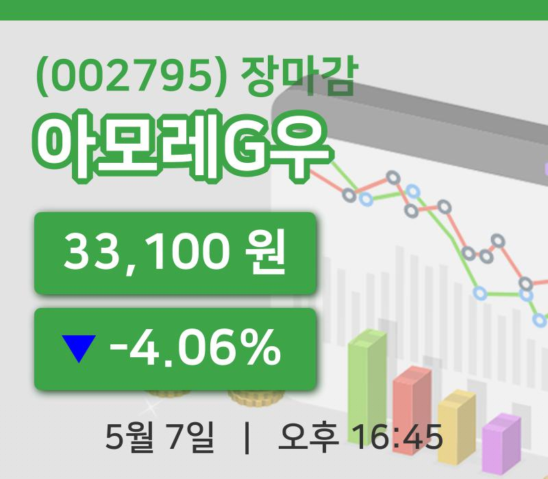 국내증시마감아모레G우 7일 33,100원 장 마쳐주식차트종합