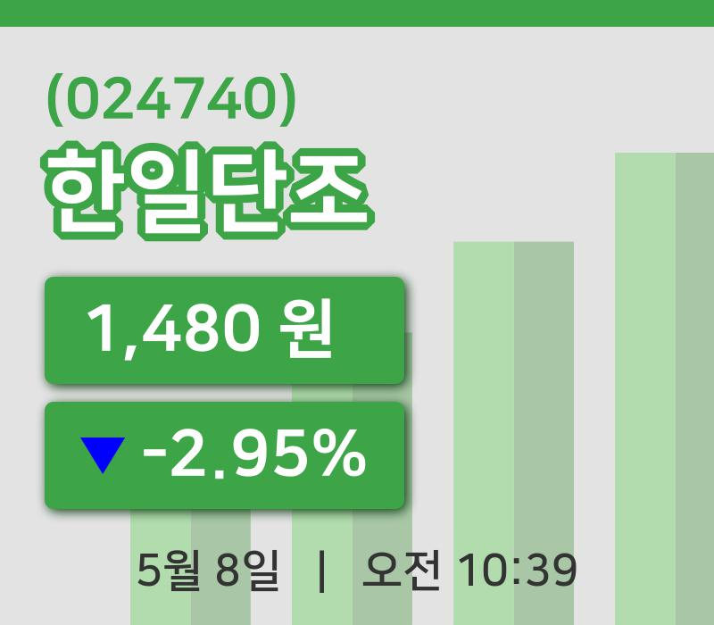 [한일단조주가] 8일 10시 39분 현재 1,480원