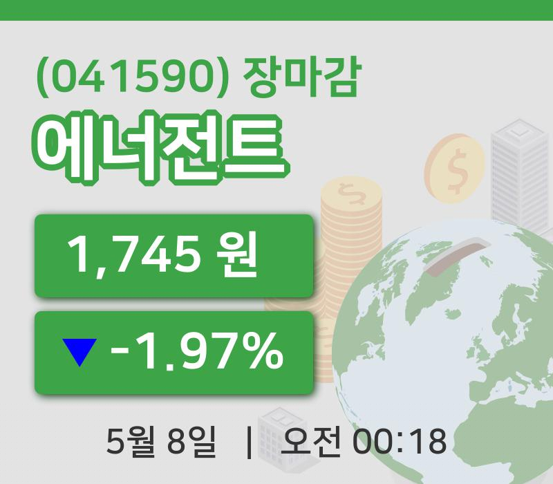 코스닥마감증시에너전트 8일 1,745원 장 마쳐주식차트복습하기