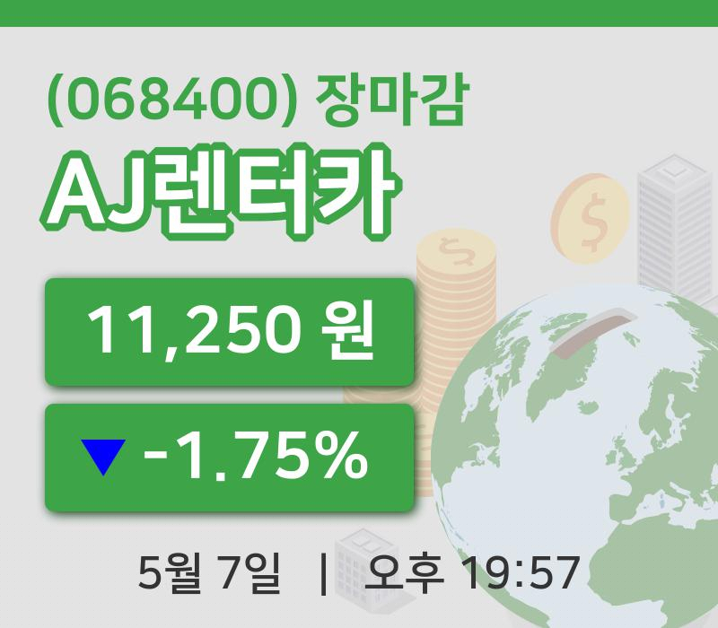국내주식마감AJ렌터카 7일 11,250원 장 마쳐