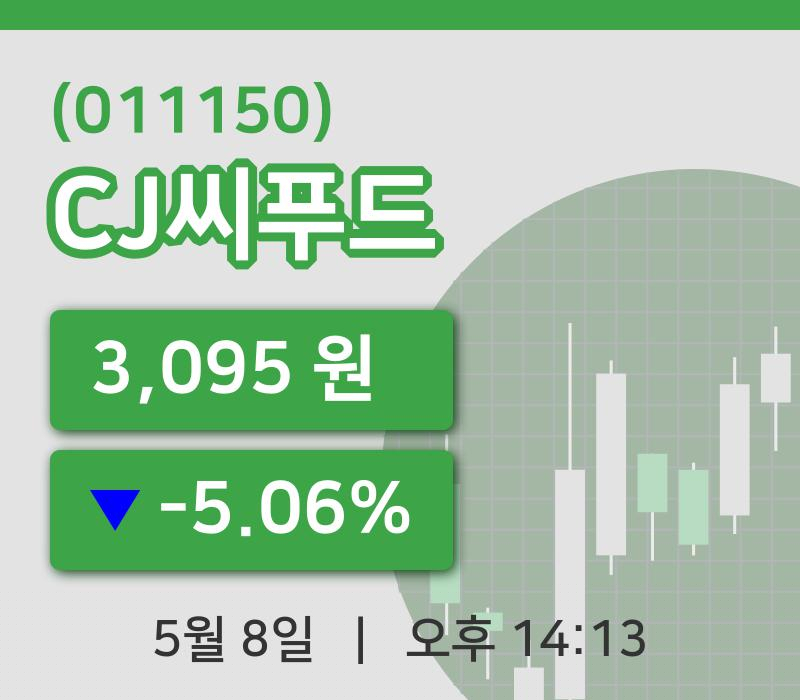 [CJ씨푸드주가] 8일 14시 13분 현재 3,095원