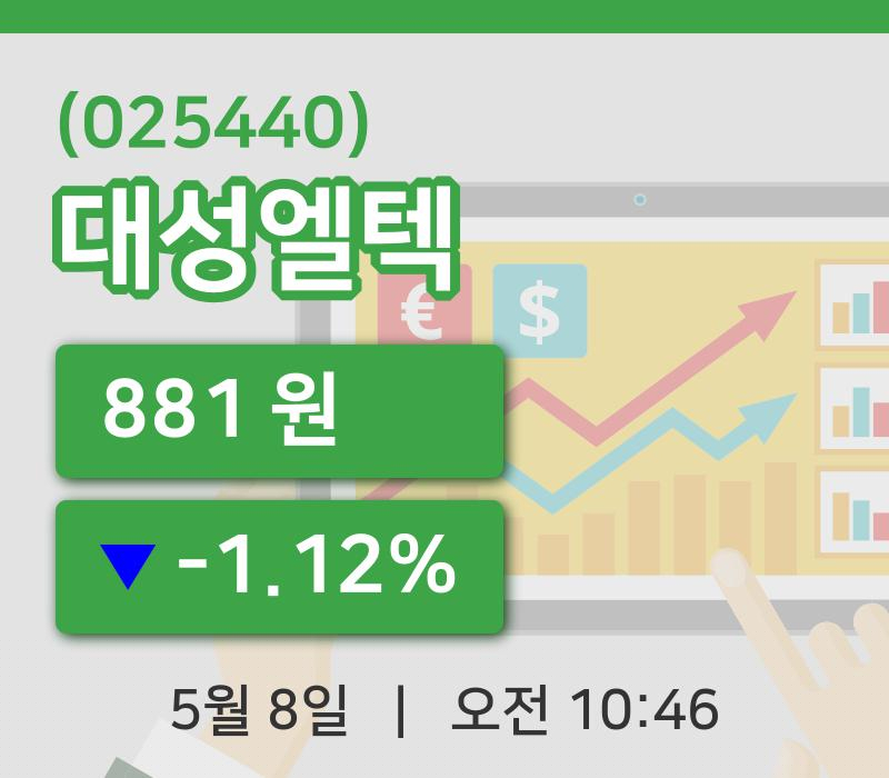 [대성엘텍주가] 8일 이시각 현재  881원