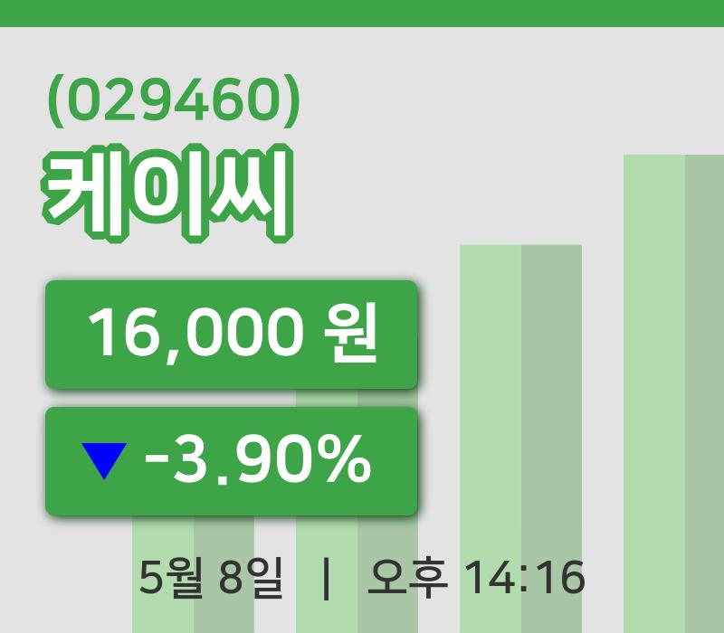 [케이씨주가] 8일 이시각 현재  16,000원