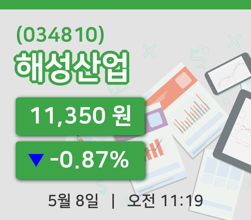 [해성산업주가] 8일 이시각 현재  11,350원