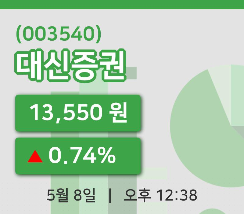 [대신증권주가] 8일 12시 38분 현재 13,550원