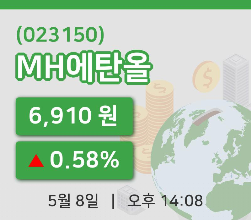 [MH에탄올주가] 8일 이시각 현재  6,910원