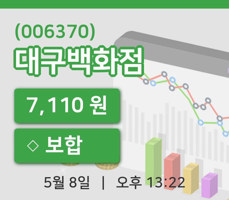 [대구백화점주가] 8일 이시각 현재  7,110원