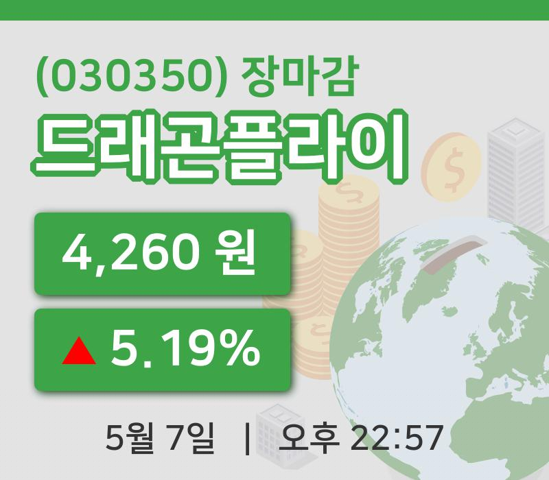 코스닥정리드래곤플라이 7일 4,260원 장마감...