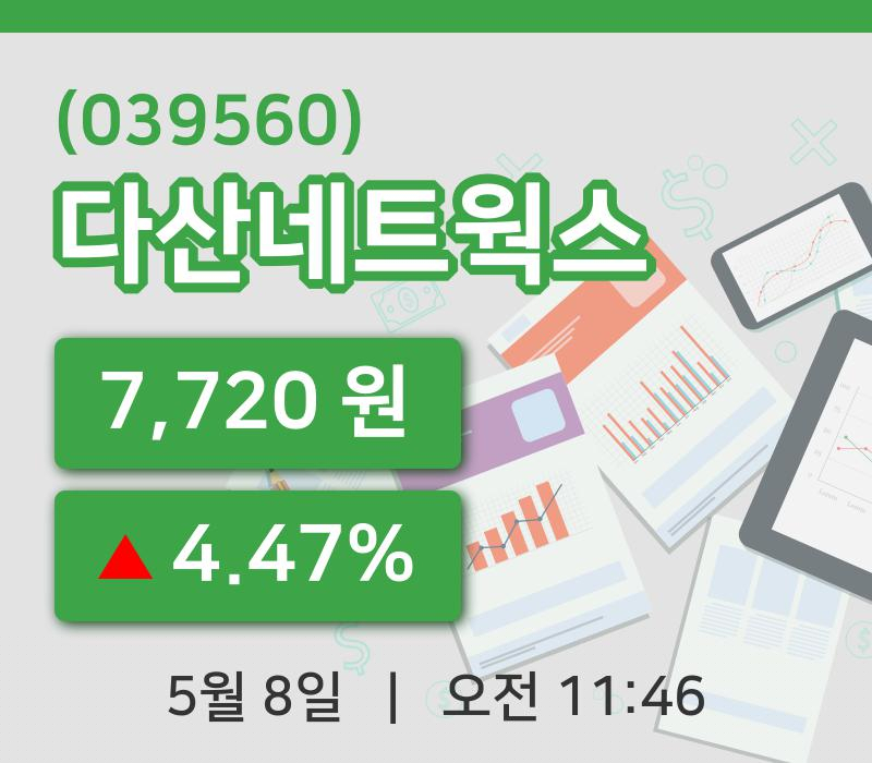 [다산네트웍스주가] 8일 이시각 현재  7,720원