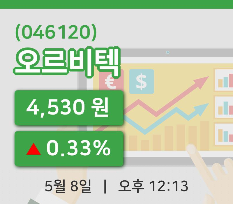 [오르비텍주가] 8일 12시 13분 현재 4,530원
