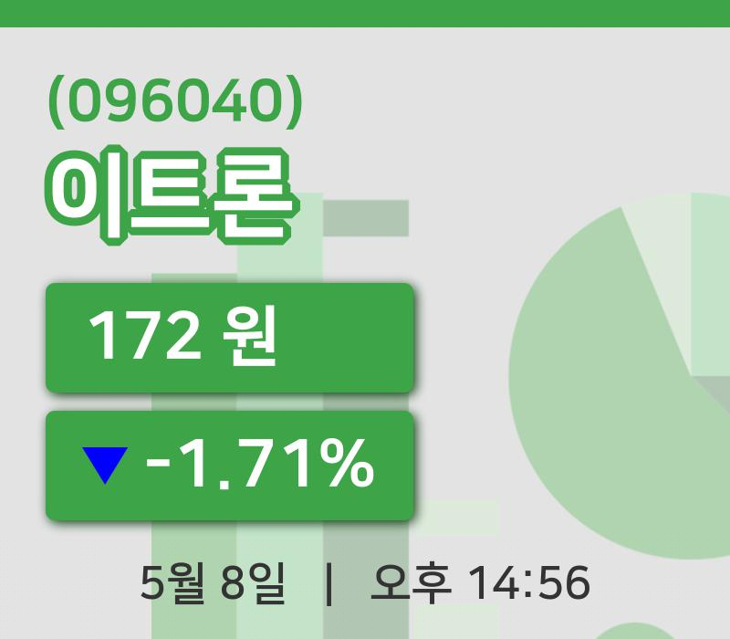 [이트론주가] 8일 14시 56분 현재 172원