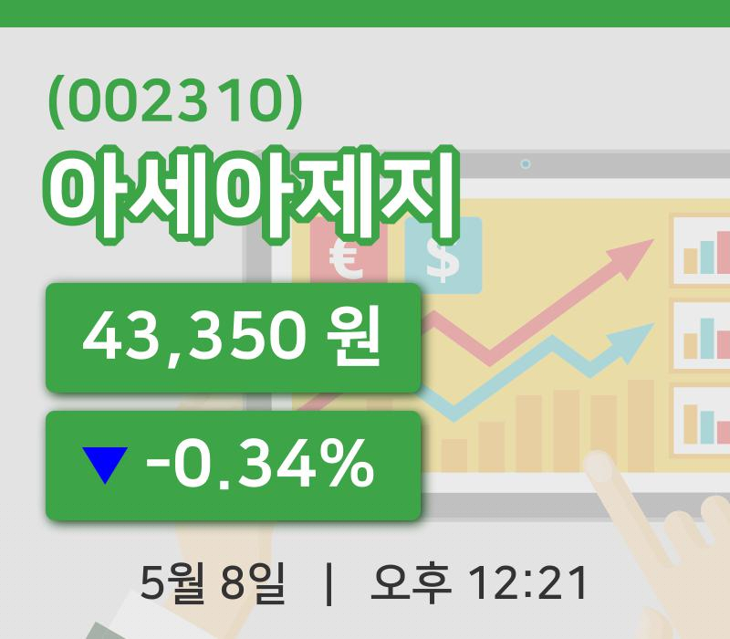[아세아제지주가] 12시 21분 현재 43,350원