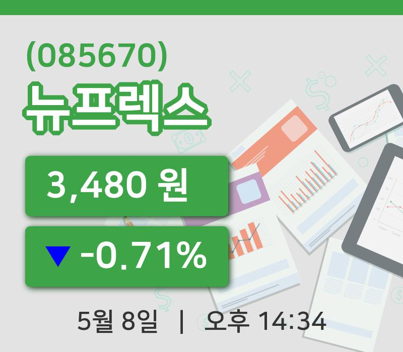 [뉴프렉스주가] 14시 34분 현재 3,480원