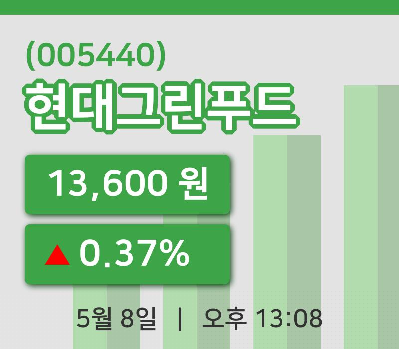 [현대그린푸드주가] 8일 이시각 현재  13,600원