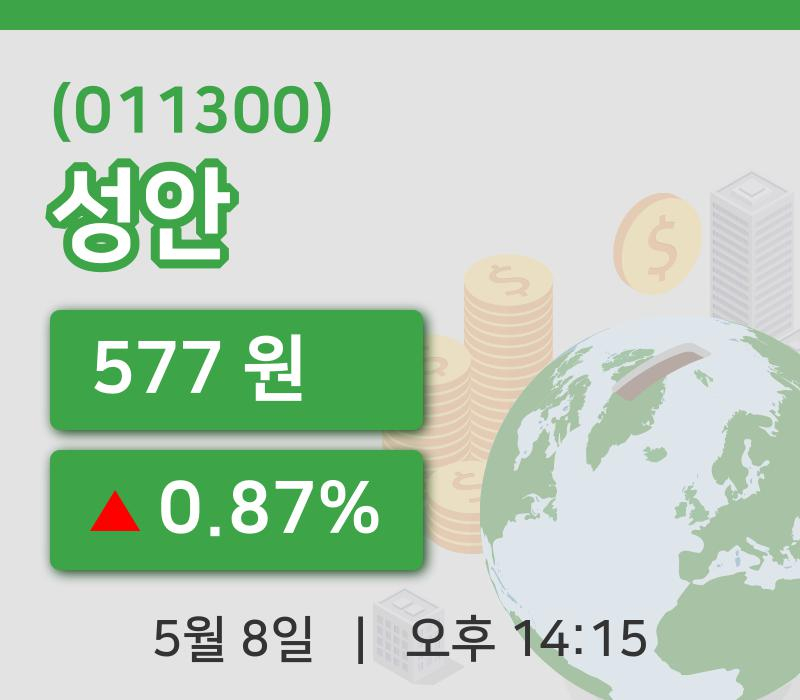 [성안주가] 8일 이시각 현재  577원