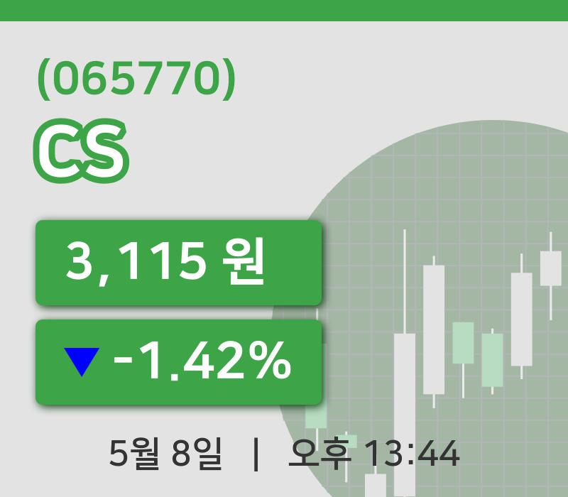 [CS주가] 13시 44분 현재 3,115원